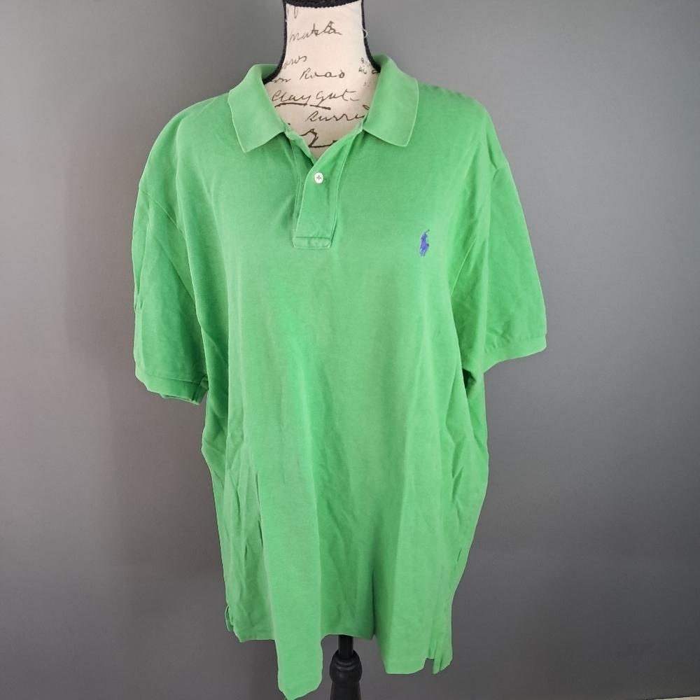 Polo by Ralph Lauren Mens Short Sleeve Polo Shirt Size XL Green Purple Pony